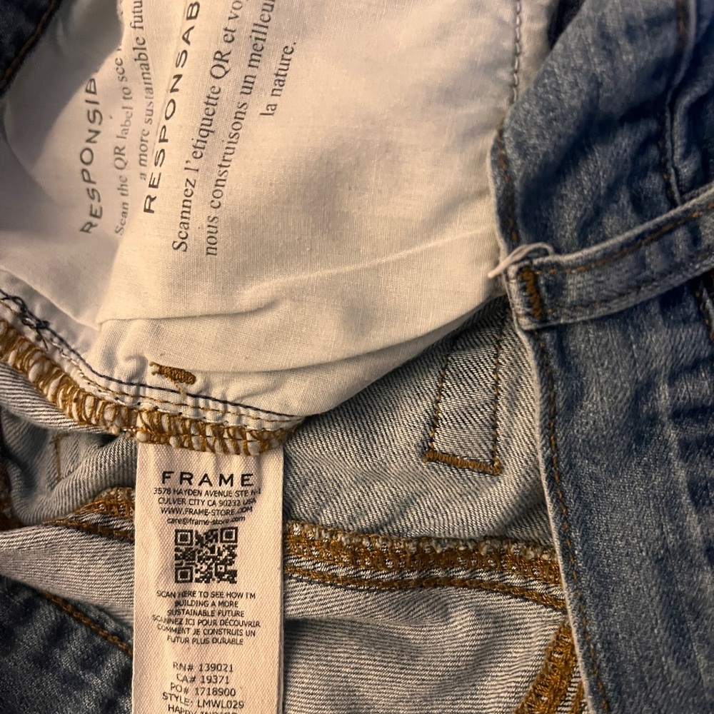 Frame Le Wide Leg Jeans 29 Happy Indigo High Rise Straight Leg Denim - Picture 7 of 10